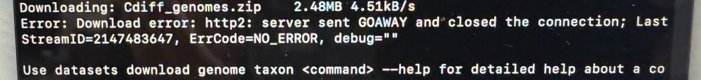 Error message saying: server sent GOAWAY and closed the connection
