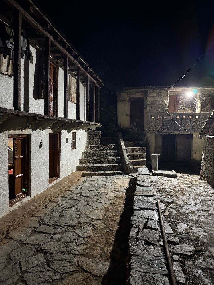 Village house with cobbled veranda.