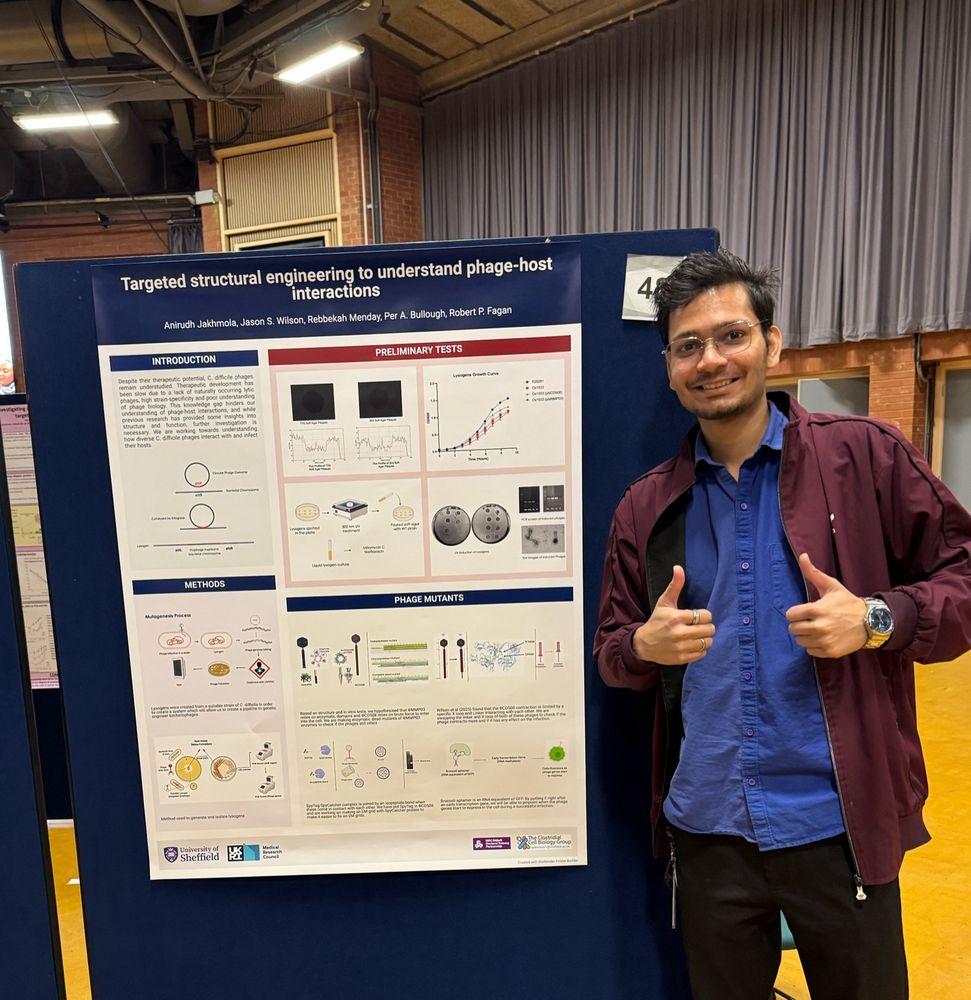 Me standing in front of my poster titled “Targeted structural engineering to understand phage host interactions”