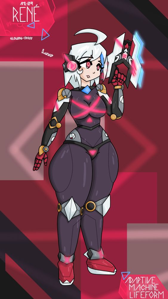 A white haired robot girl in a black bodysuit