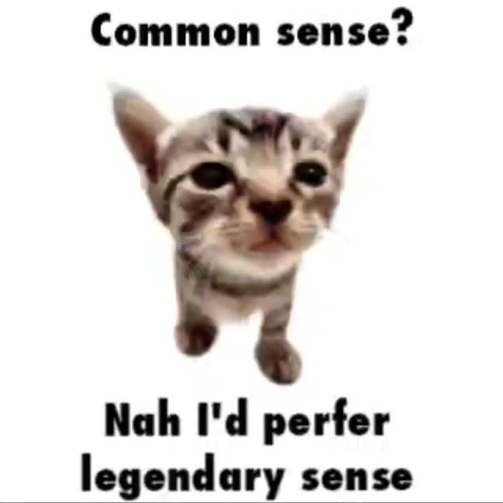 "Common sense? Nah I'd prefer legendary sense".