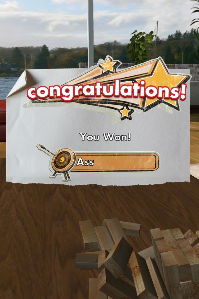 Jenga for iOS results screen