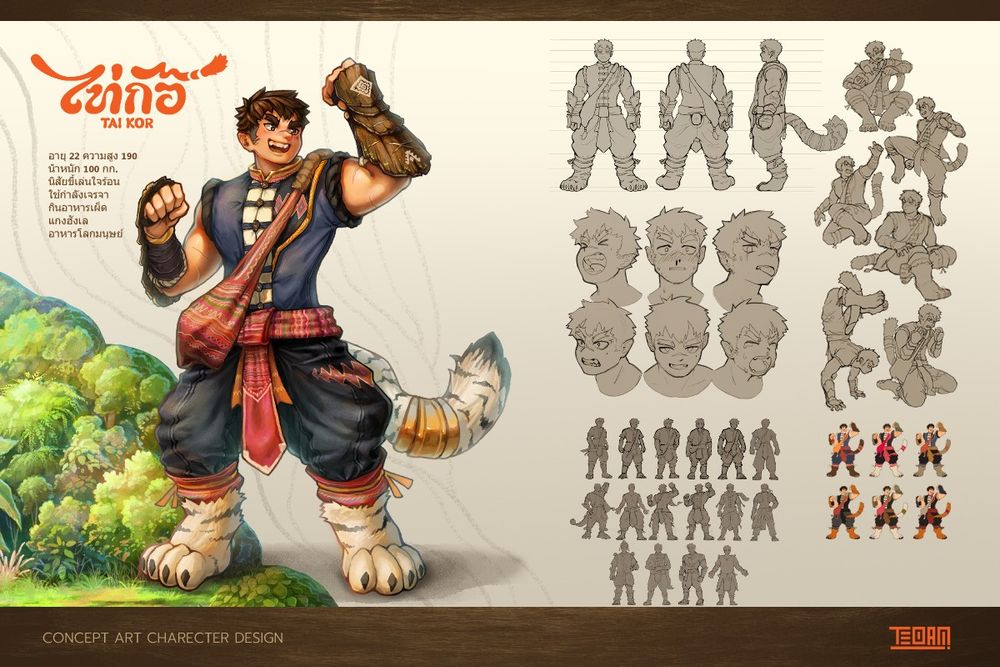 I studied concept art and had the opportunity to teach children Let's design a lot. Requesting a new update. From Top, change the name to Tai Kor. It has a nice tribal feel. Its name also ties in with Tiger. As for the others, the names are the same.