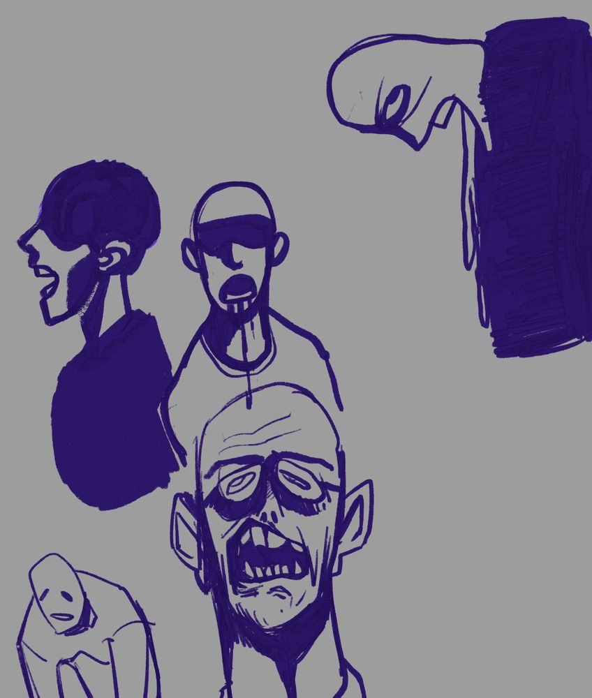 caída de la mandíbula en azul / jaw drop doodle in blue