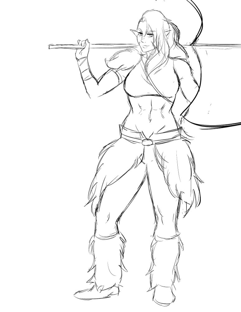 Rough sketch of a female barbarian 