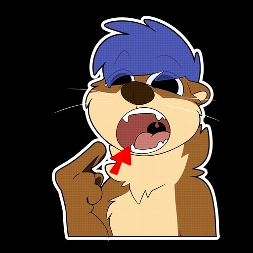 Blue pointing to his mouth