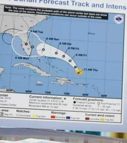 The infamous hurricane track map that Donald J. Trump extended using a sharpie for some fucking stupid reason a few years ago