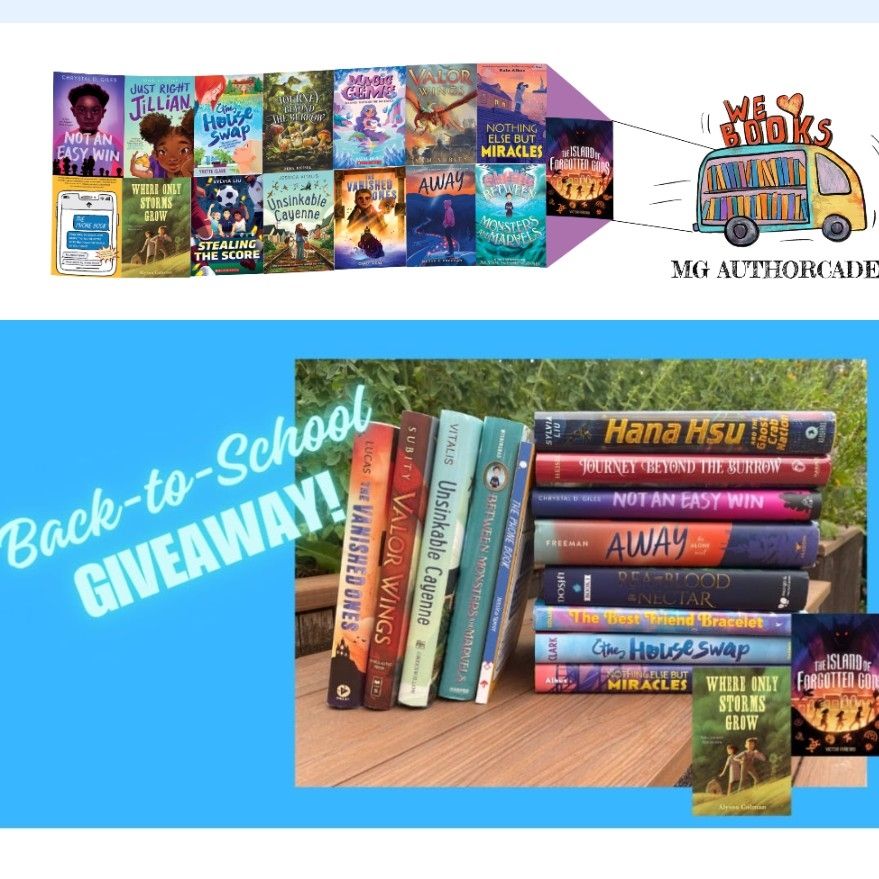 Pile of a dozen books from MG Authorcade