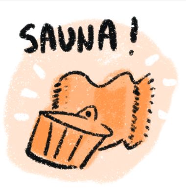 Eeen illustratie van een sauna handdoek en emmer