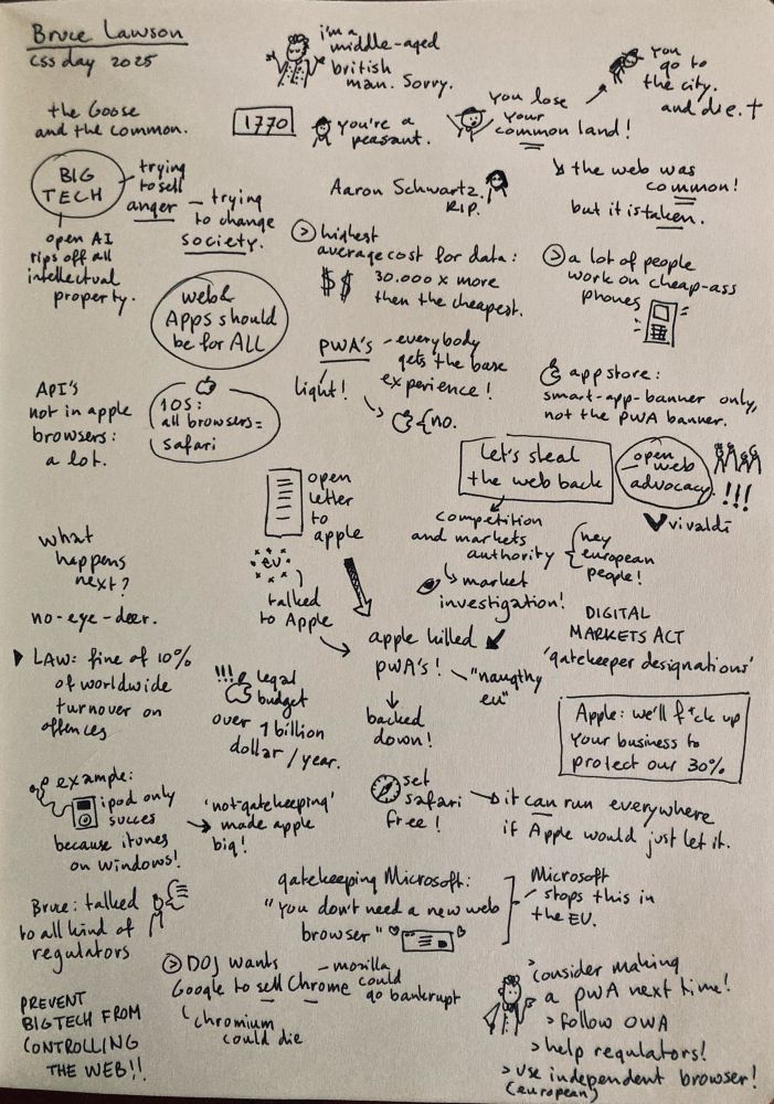 Sketchnotes for the talk by Bruce Lawson
