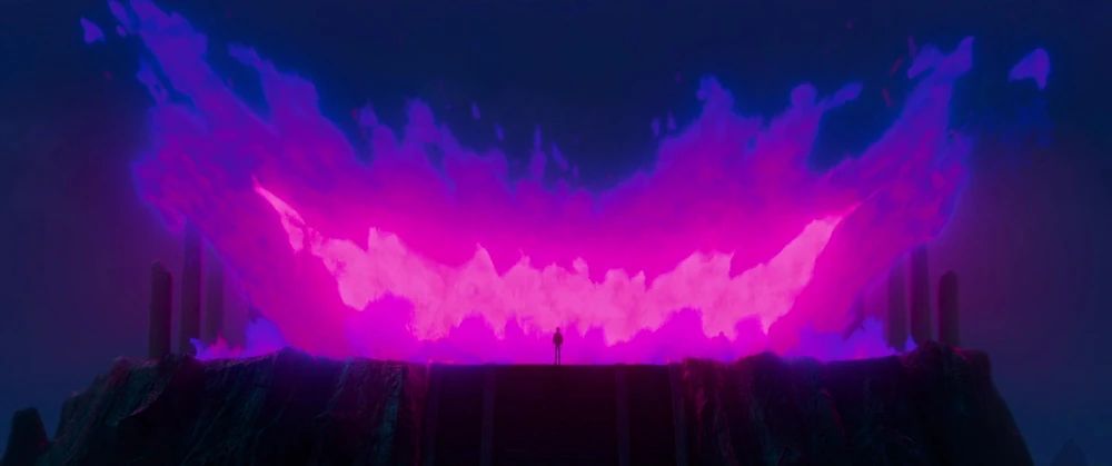 Gwi-Ma, a massive purple flame creature in the shape of a mouth and the big bad from the movie KPop Demon Hunters.