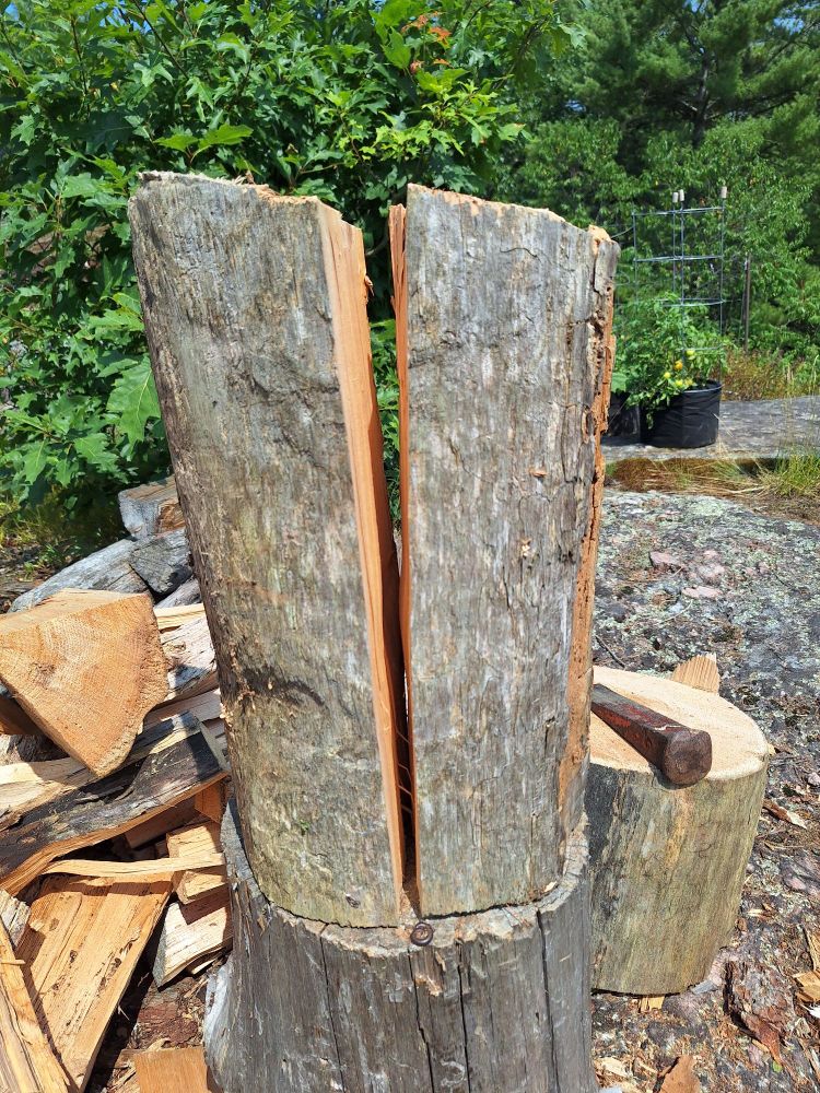 A perfectly split piece of wood