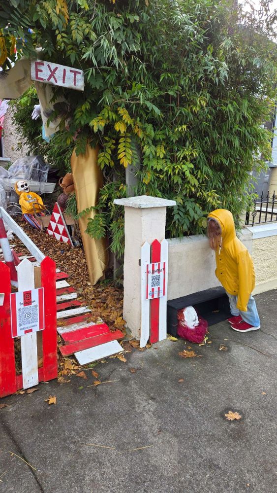 Halloween decorations. Lots of evil clowns. You'll float too Georgie