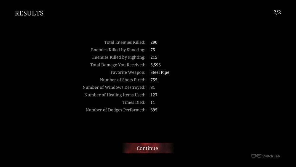 Silent Hill 2 results screen