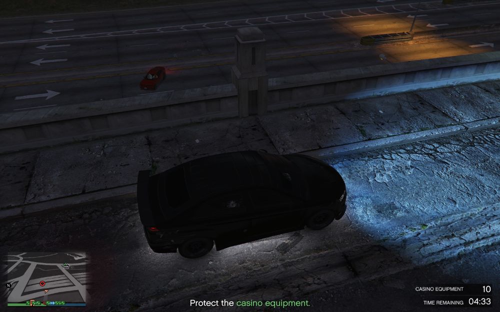 red car that launched straight over the barrier onto the freeway