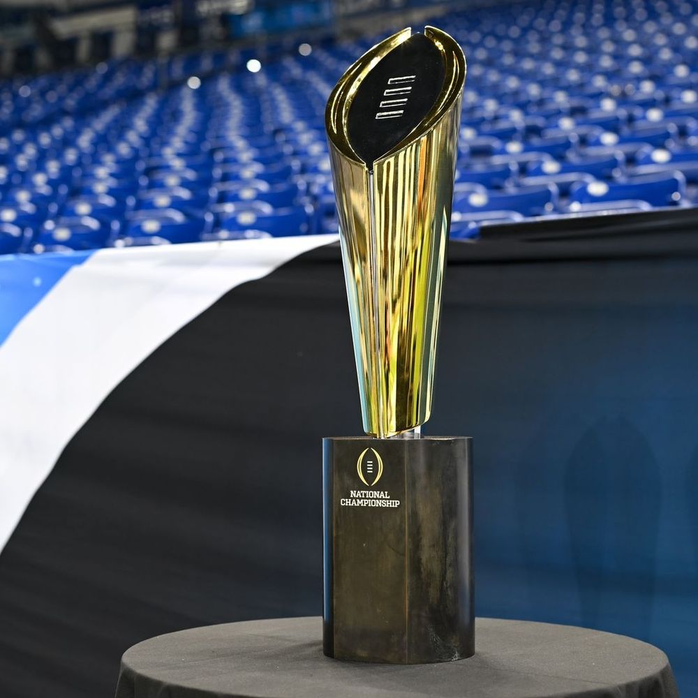 Photo of the College Football National Championship trophy
