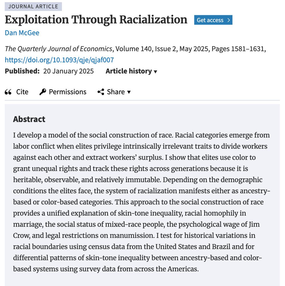 McGee (QJE 2025), Exploitation through racialization
