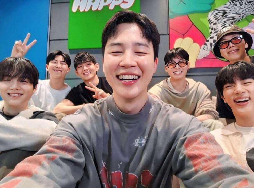 BTS group picture taken during their Weverse app live on Jully 1, 2025. 