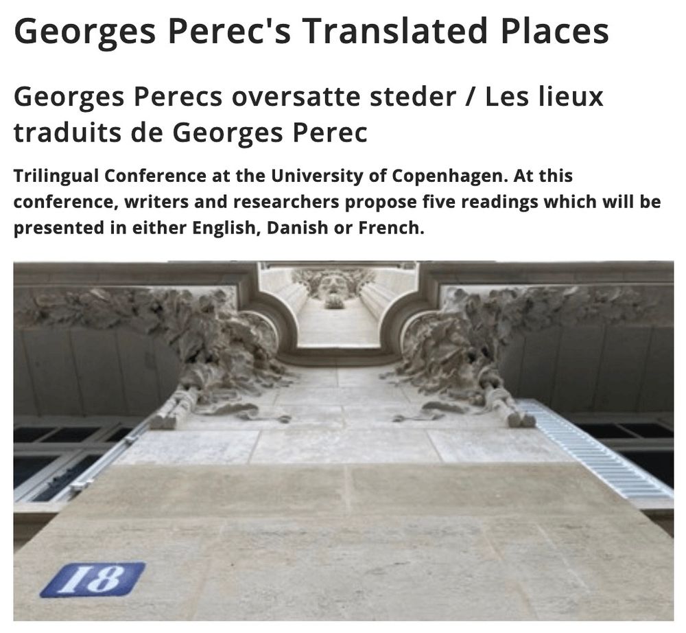 Perec, Lieux, Université de Copenhagen (annonce sur le site de l'université)