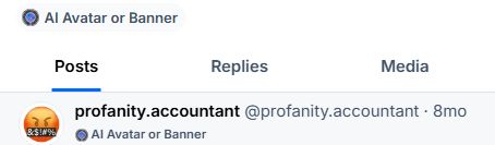 Profanity accountant labeled as AI Avatar or Banner