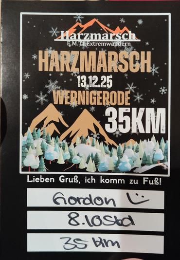 Teilnehmerurkunde Harzmarsch 