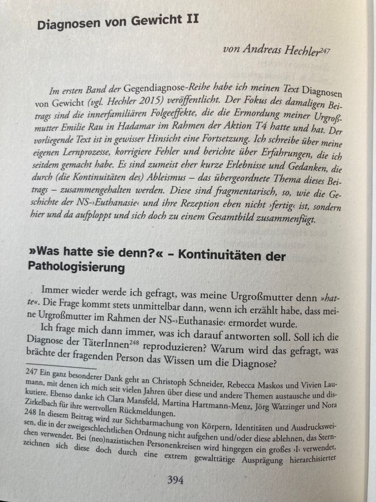 Foto der ersten Seite des Beitrags "Fragmentarisches zur NS-‚Euthanasie‘ heute"