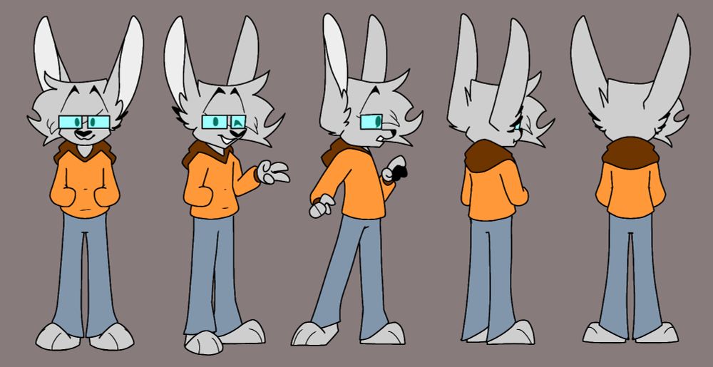 a turnaround of an anthro bunny boy