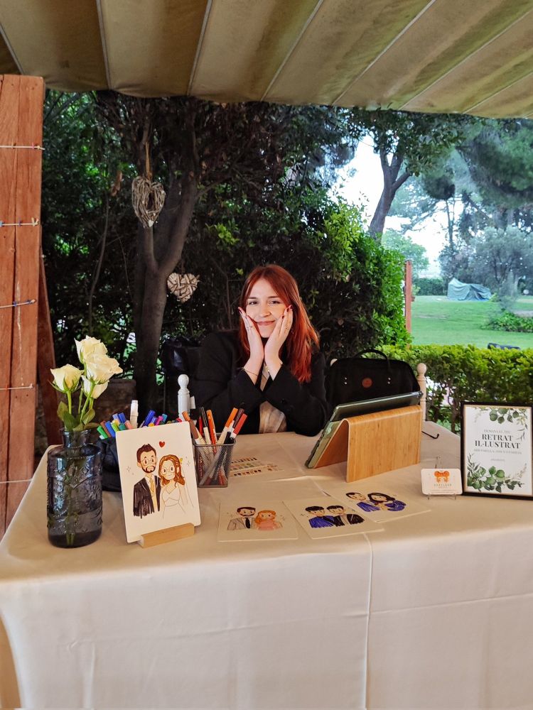 pic of me at the table where I drew all the wedding guests