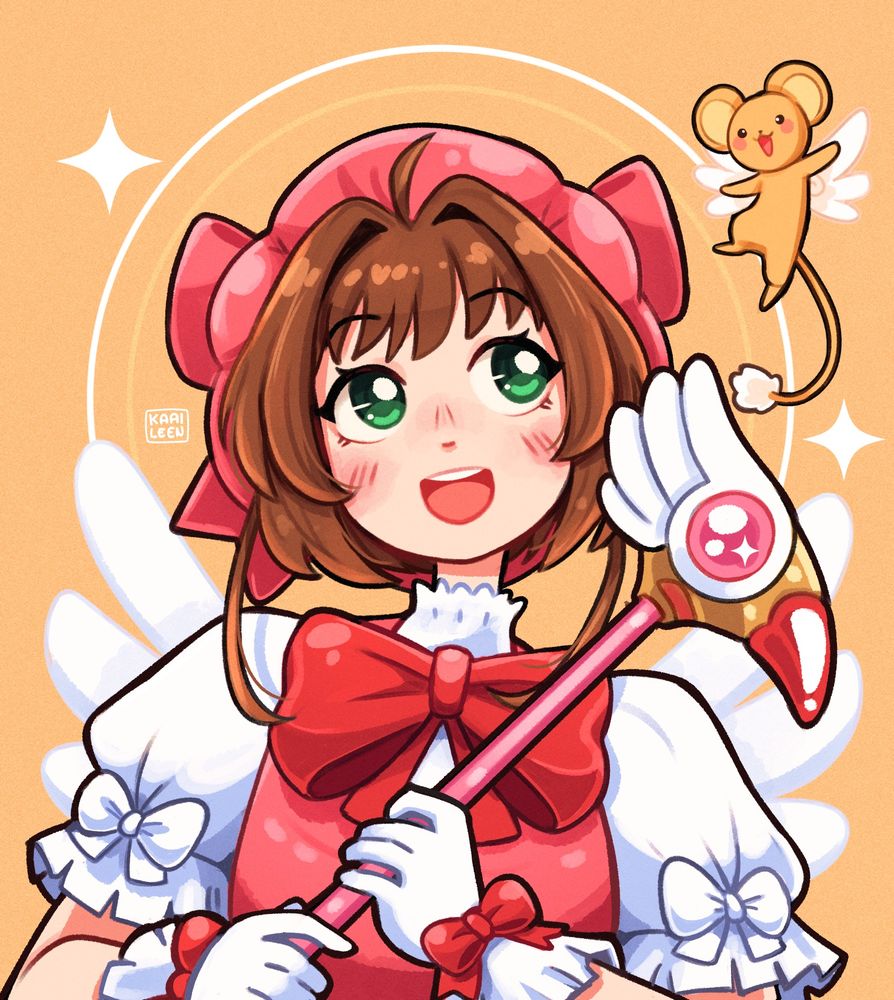portrait illustration of Sakura from Card Captor Sakura