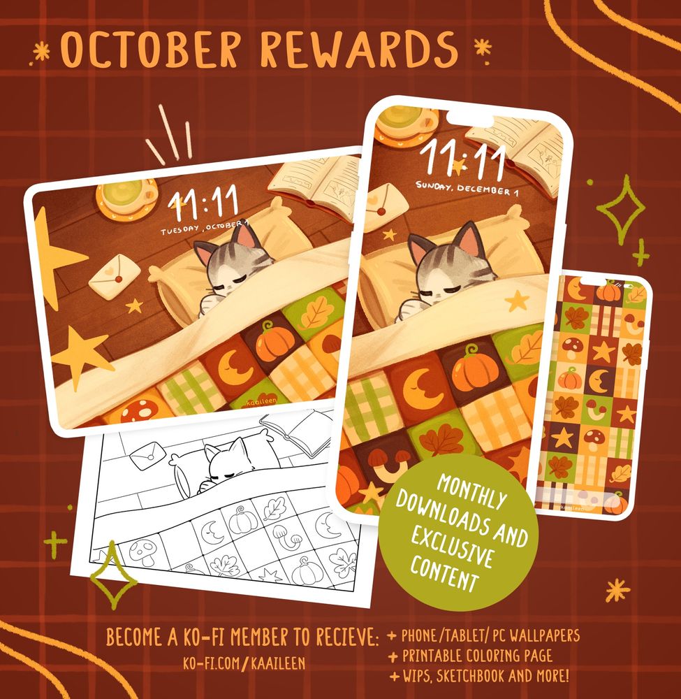 mockup of all the wallpapers available for october's membership