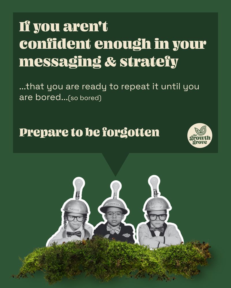 If you aren't confident engough in your messaging & strategy ...that you are ready to repeat it until you are bored. (so bored) ....prepared to be forgotten. 