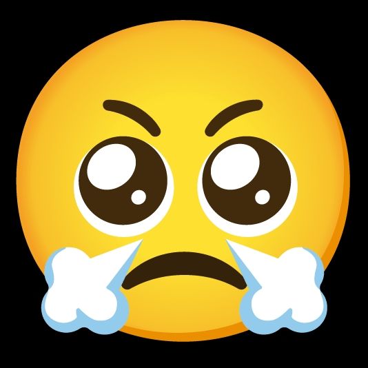 Emoji bravo com olhos grandes fofos