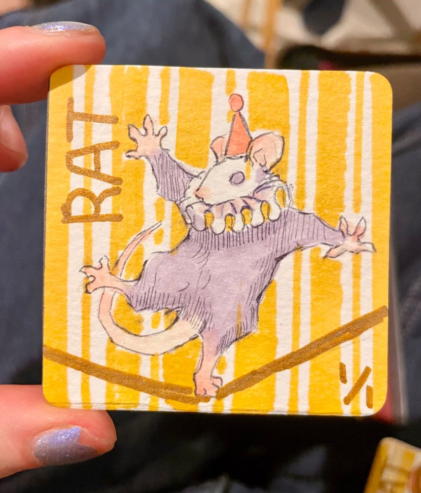 This circus rat is balancing on a tightrope!
