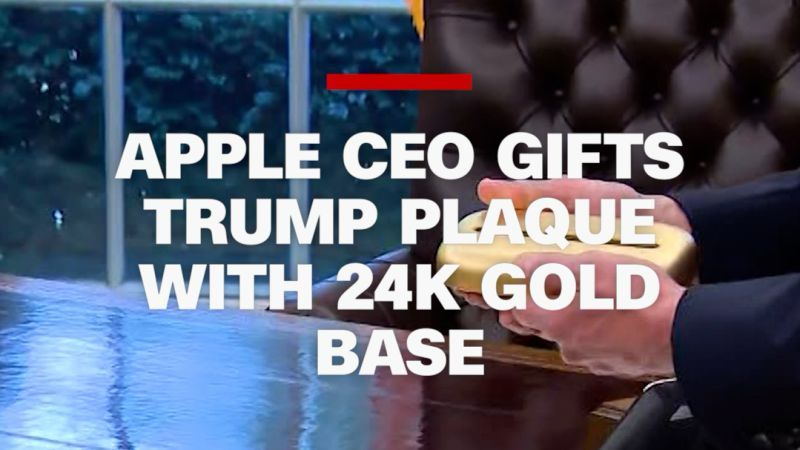 Apple CEO Tim Cook gifted President Donald Trump a plaque made of glass manufactured in Corning’s Harrodsburg, Kentucky, which he announced would be the cover glass on all iPhones and Apple Watches so...