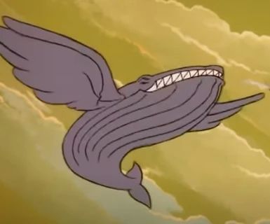 A whale with wings, aka an Air Whale of Anchar flies the yellow skies on Filmation's Blackstar cartoon.