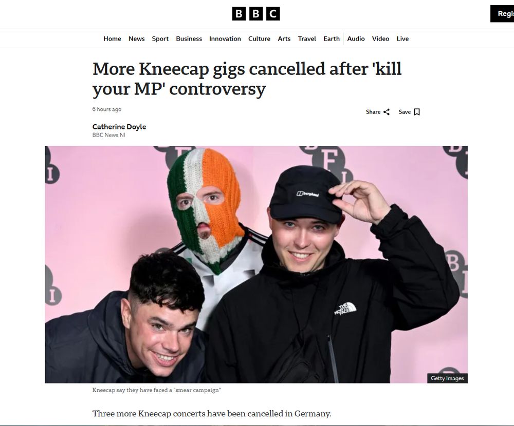 BBC: More Kneecap gigs cancelled after kill your mp controversy (in Germany)