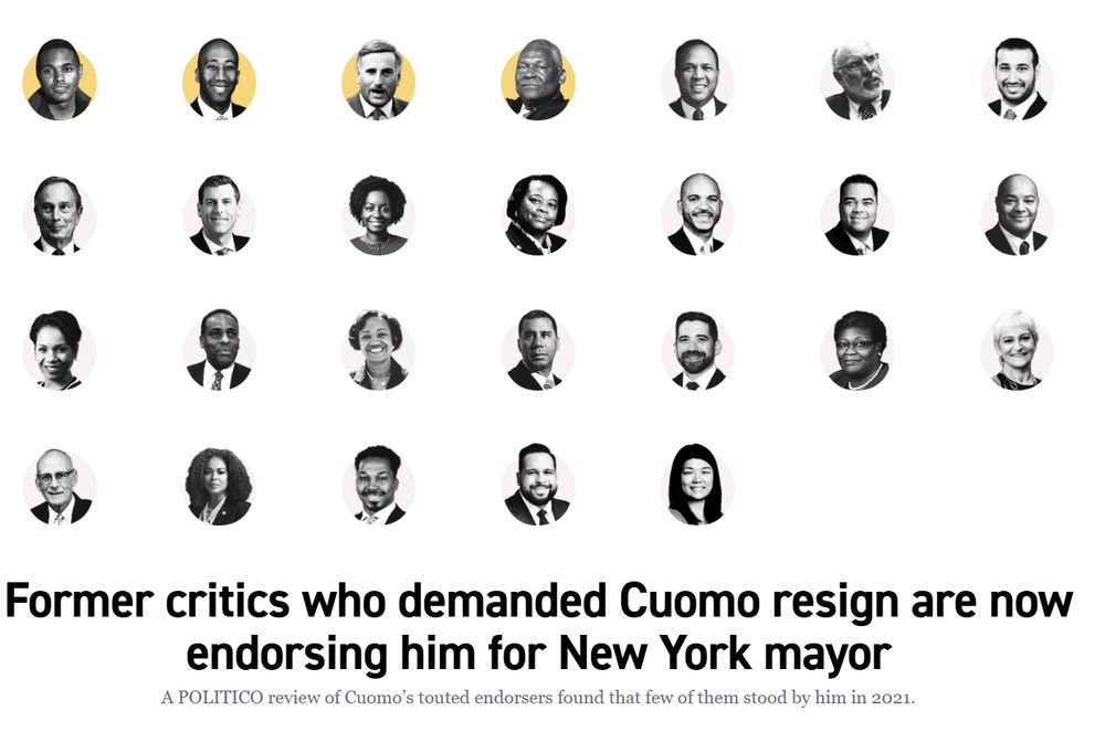 More than 40% of the people endorsing Andrew Cuomo demanded he once resign in disgrace 