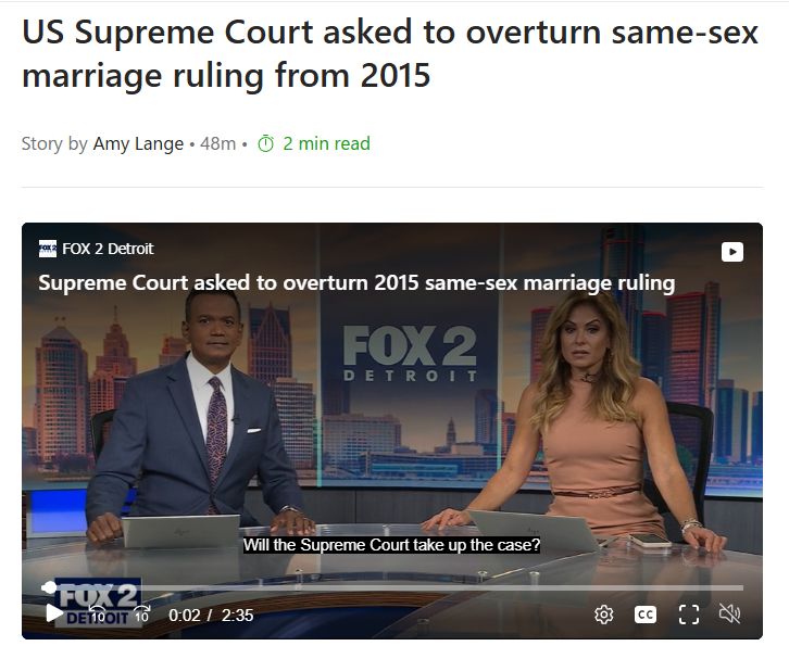 US Supreme Court asked to overturn same-sex marriage ruling from 2015