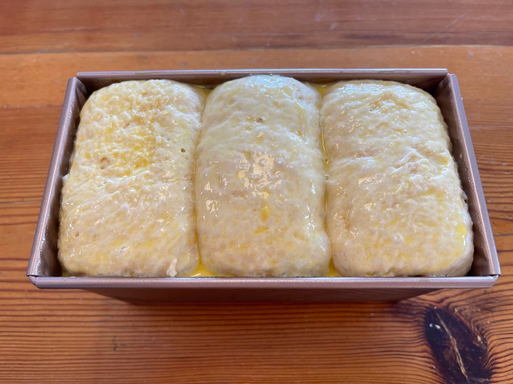 Hokkaido milk bread after proofing 