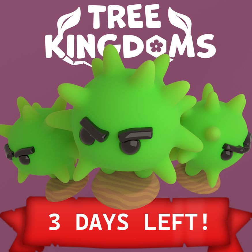 An image of 3 bright green horse-chestnut inspired units from Tree Kingdoms, standing over a banner which says "3 Days Left!"