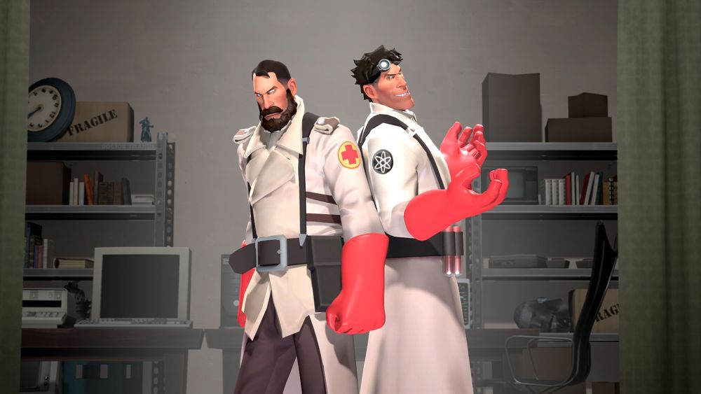 1: Do we really need to stand like this?
2: Of course we do! Don't you feel becoming more powerful?
1: What