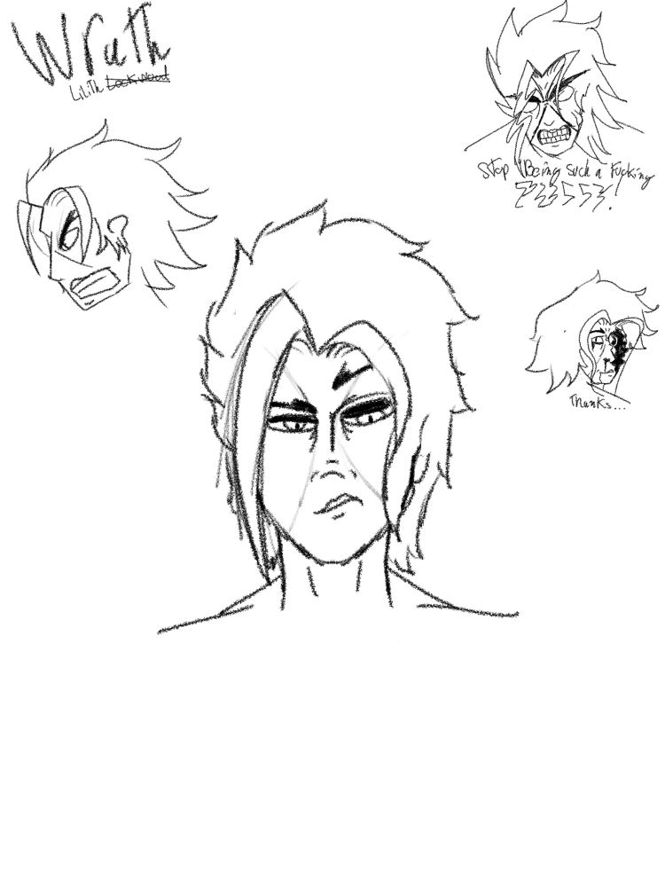 Various faces and emotions from wrath as well as a closeup showcasing her messy hair and her facial scars.