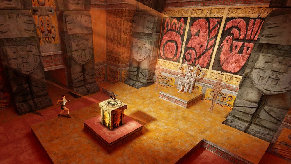 Lara Croft approaching an altar in Tomb Raider 1 Remastered