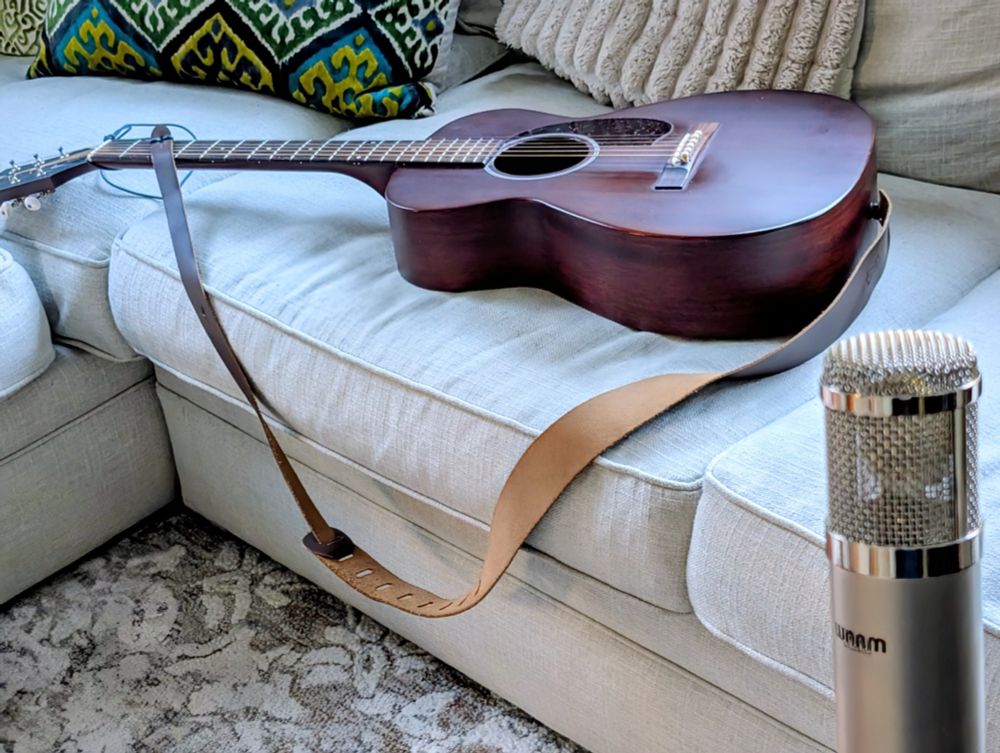 Guild concert guitar and microphone 