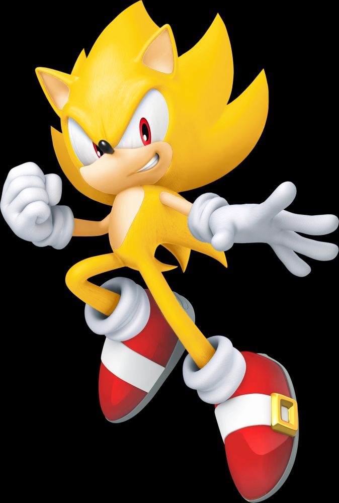 A render edit of Sonic from Sonic Racing Crossworlds. This changes him into Super Sonic. Original render by SEGA.