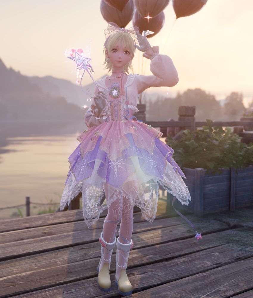 A screenshot from the game Infinity Nikki, showing the character posing infront of the camera