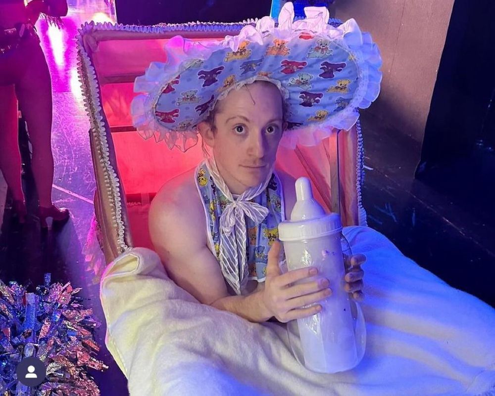 ethan slater dressed as a baby