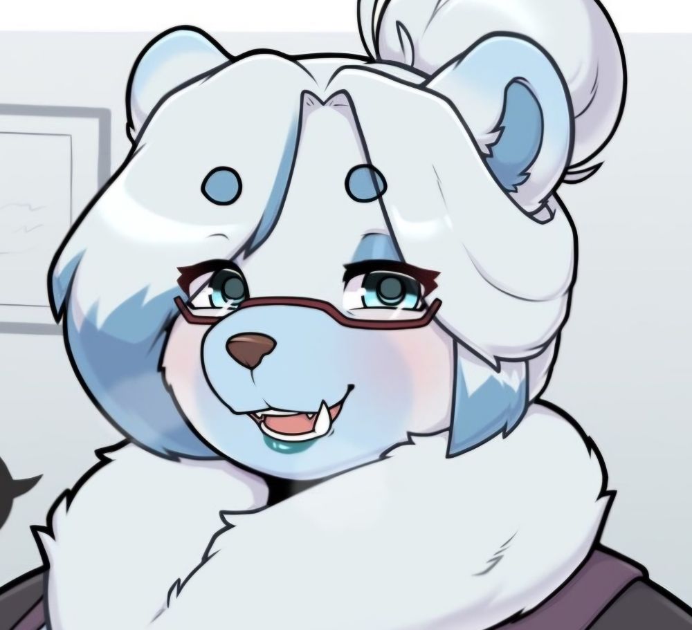 Layla, originally created as my first bbw oc back in the times were pom wasn't fat, she is a polar bear with blue details and a "sugar mommy" stereotype 