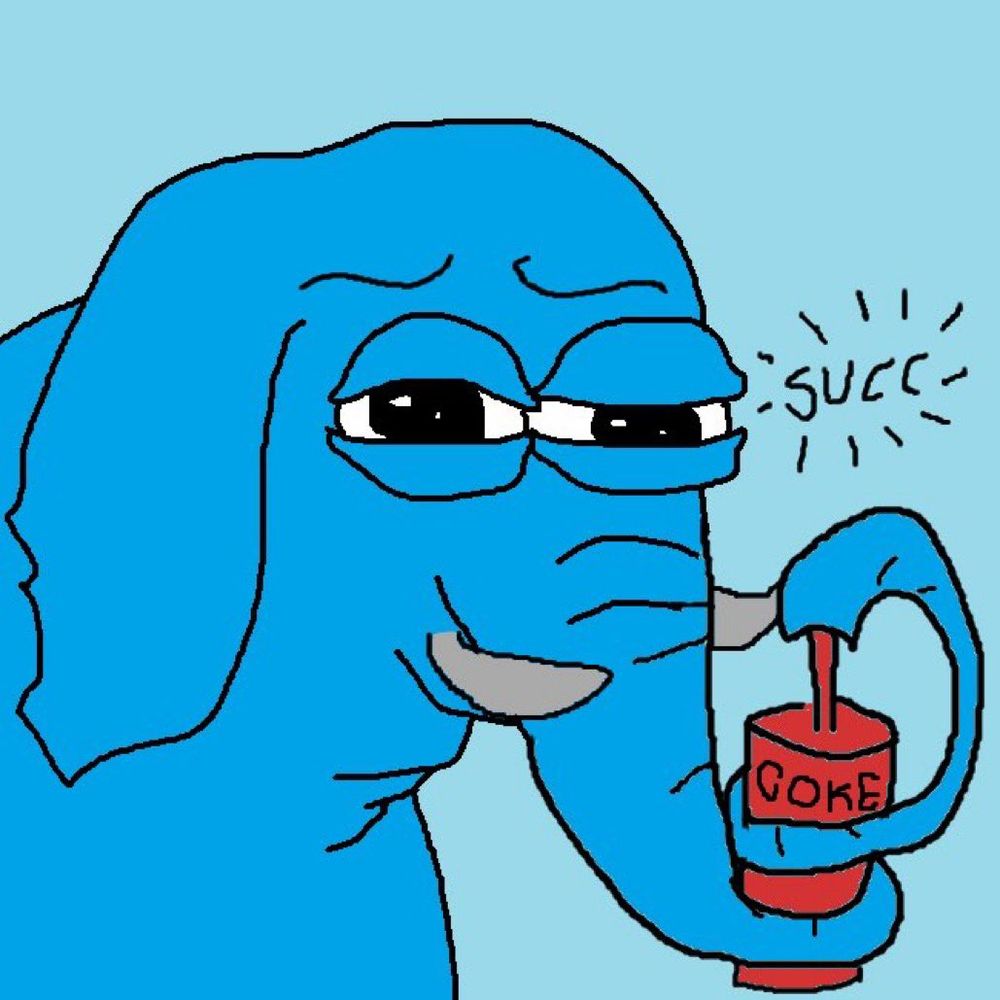 Elephant taking a large slurp out of a coke with very judging eyes 