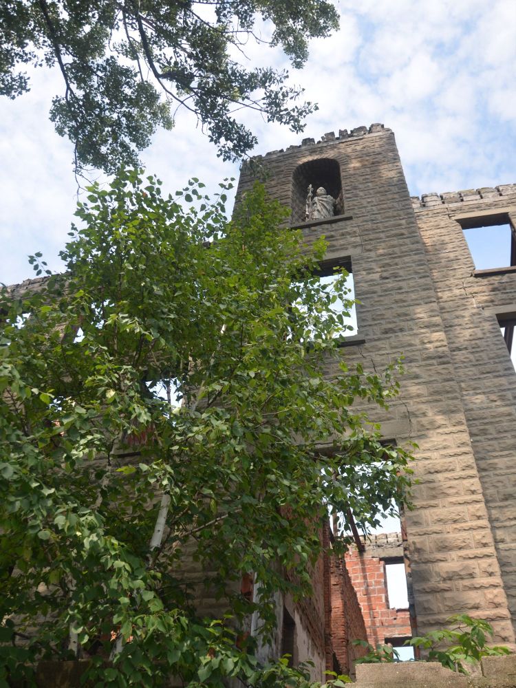 A photo over the front entrance to the residential school in French River